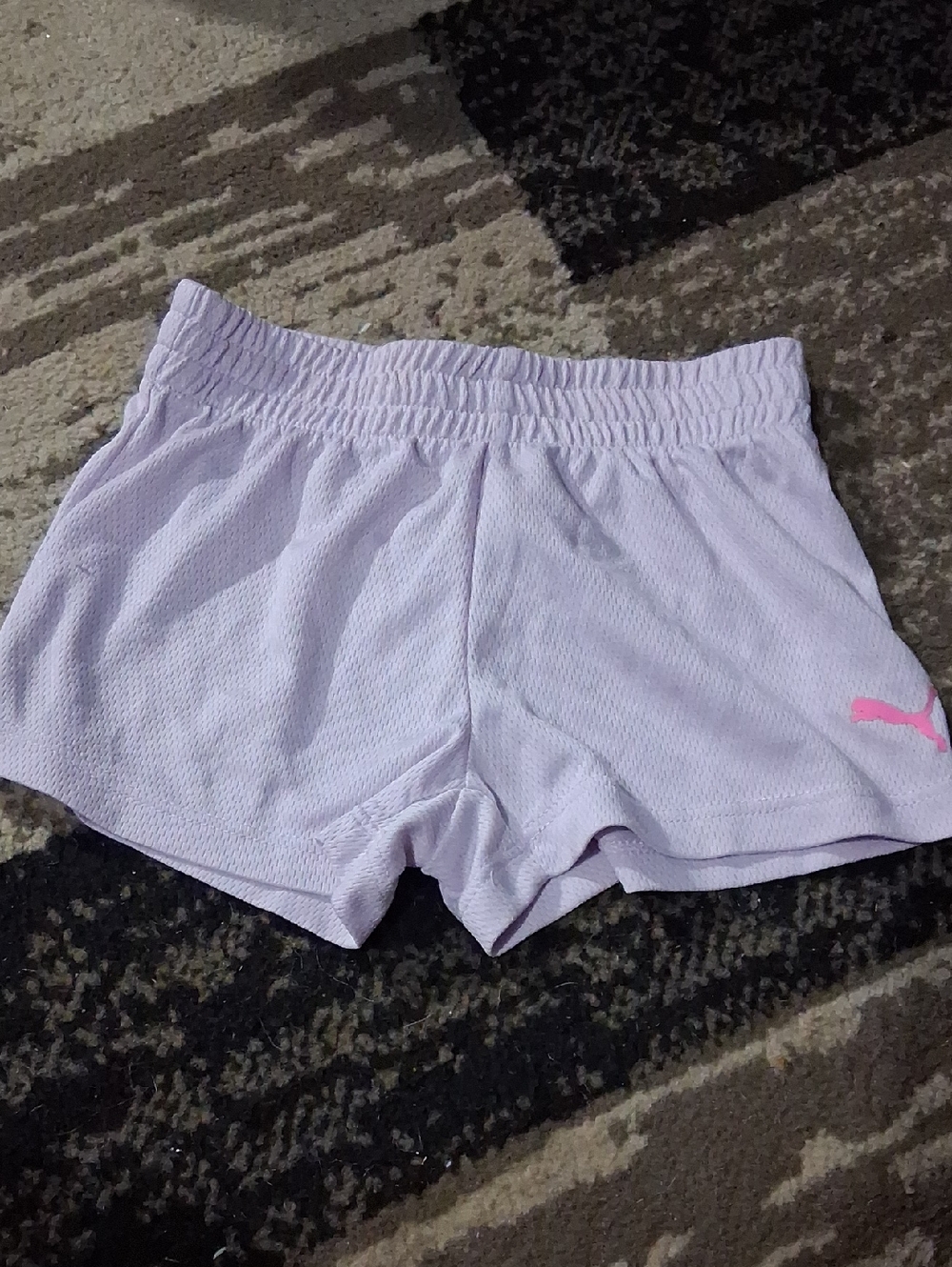 Puma Lavender Athletic Mesh Shorts with Pink Logo